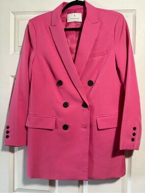 stradivarius Hot Pink Double-Breasted Blazer